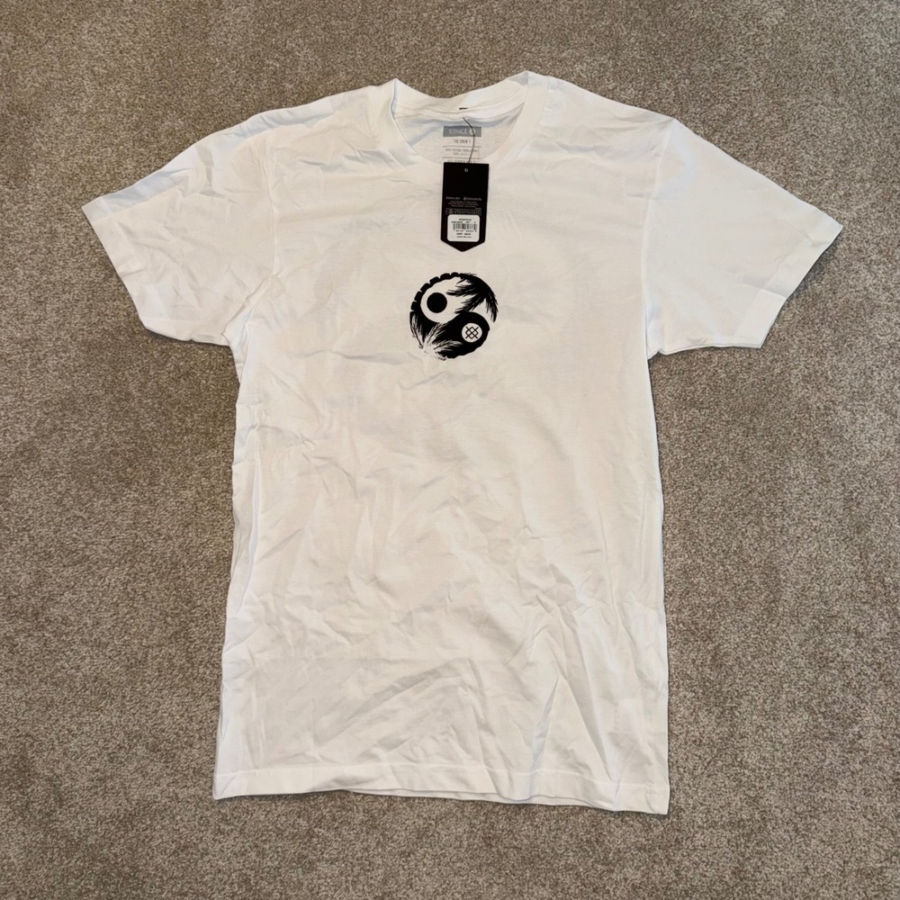 Stance The Crew T Shirt Mens Small White Opposites SS Yin Yang Palm Tree NWT